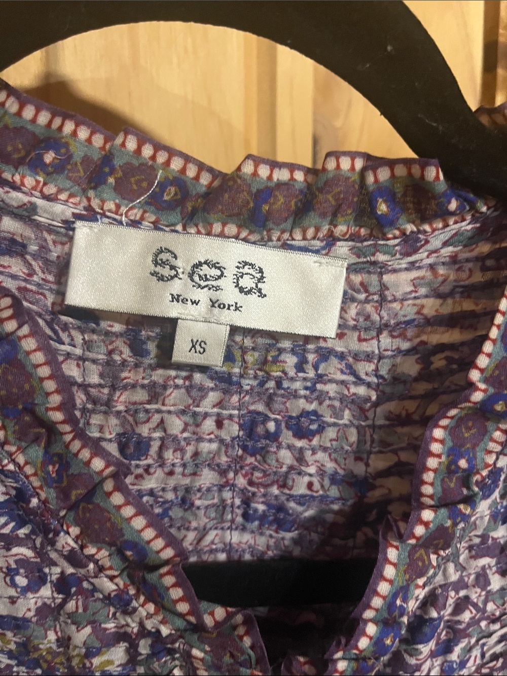 Sea New York Rosita Border Print Multi Purple Floral Ruffle Blouse and Short Set - Picture 2 of 6